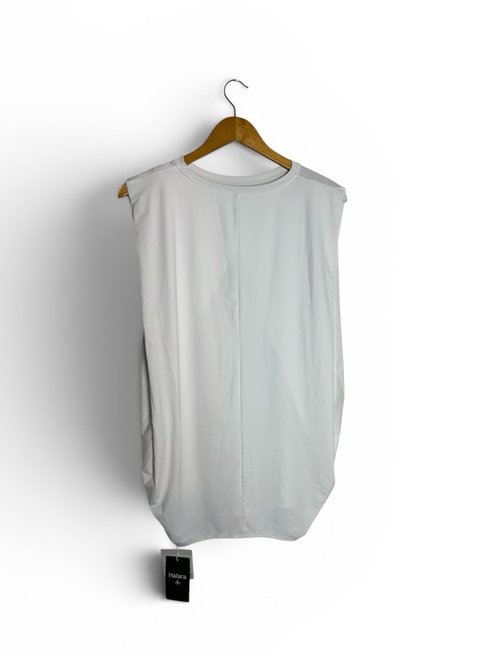NWT Halara Round Neck Ruched Cool Touch Yoga Tank Top-UPF50+ Size L White - Picture 4 of 6